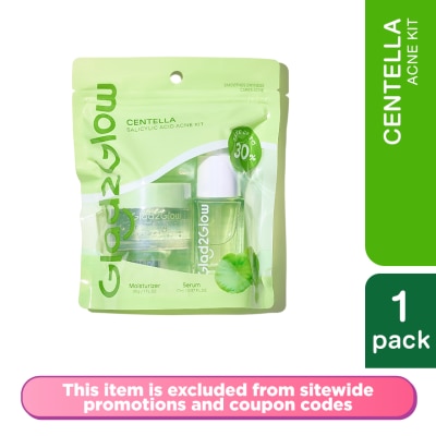 GLAD2GLOW Centella Salicylic Acid Acne Kit (Serum 17ml + Moisturizer 30g)