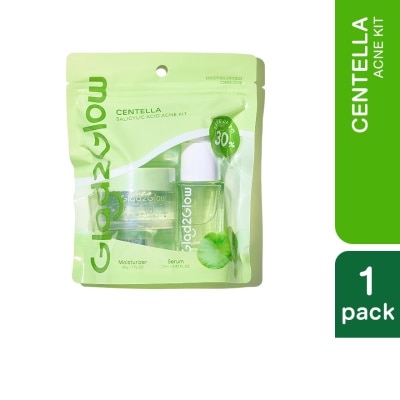 GLAD2GLOW Centella Salicylic Acid Acne Kit (Serum 17ml + Moisturizer 30g)