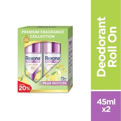 REXONA Vitamin Bright Pear Restore Roll On Deo 2x45ml