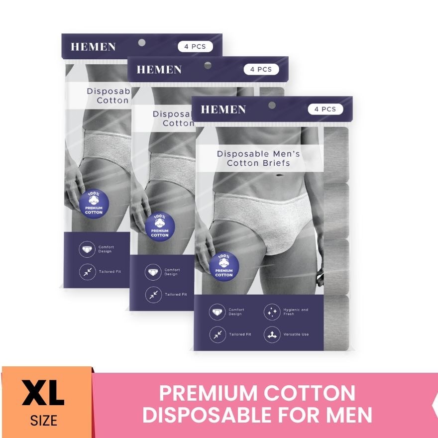 Disposable Men's Cotton Briefs (12pcs) XL