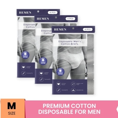 SHAPEE Disposable Men's Cotton Briefs (12pcs) M