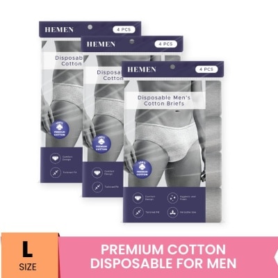 SHAPEE - Disposable Men's Cotton Briefs (12pcs) L