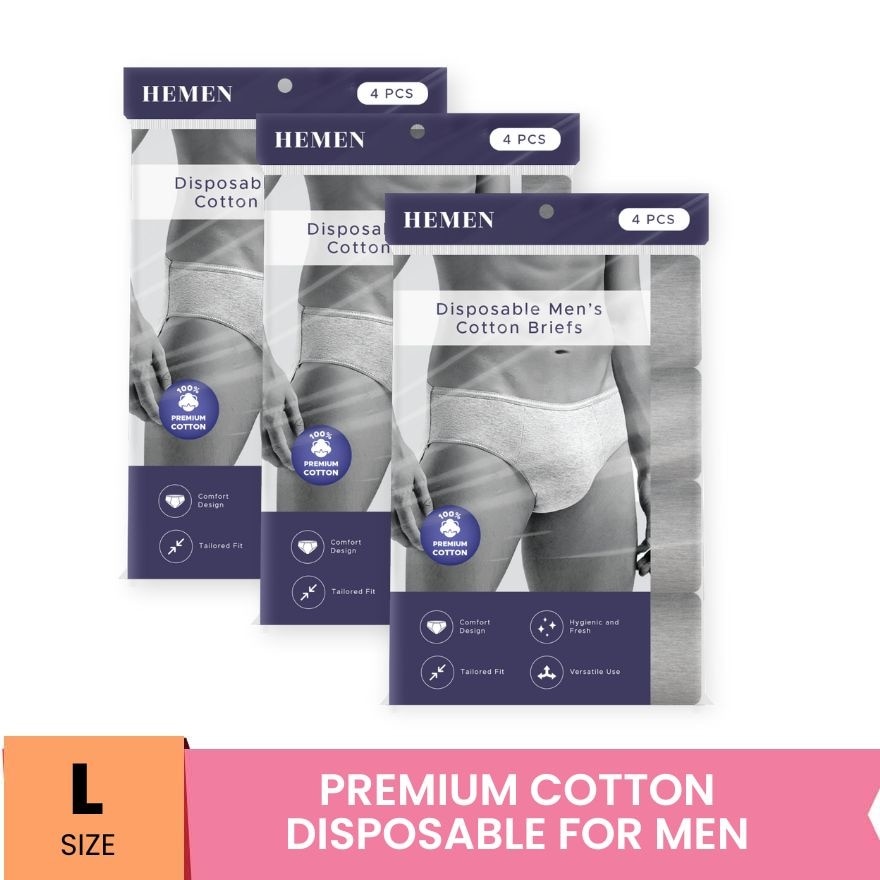 Disposable Men's Cotton Briefs (12pcs) L