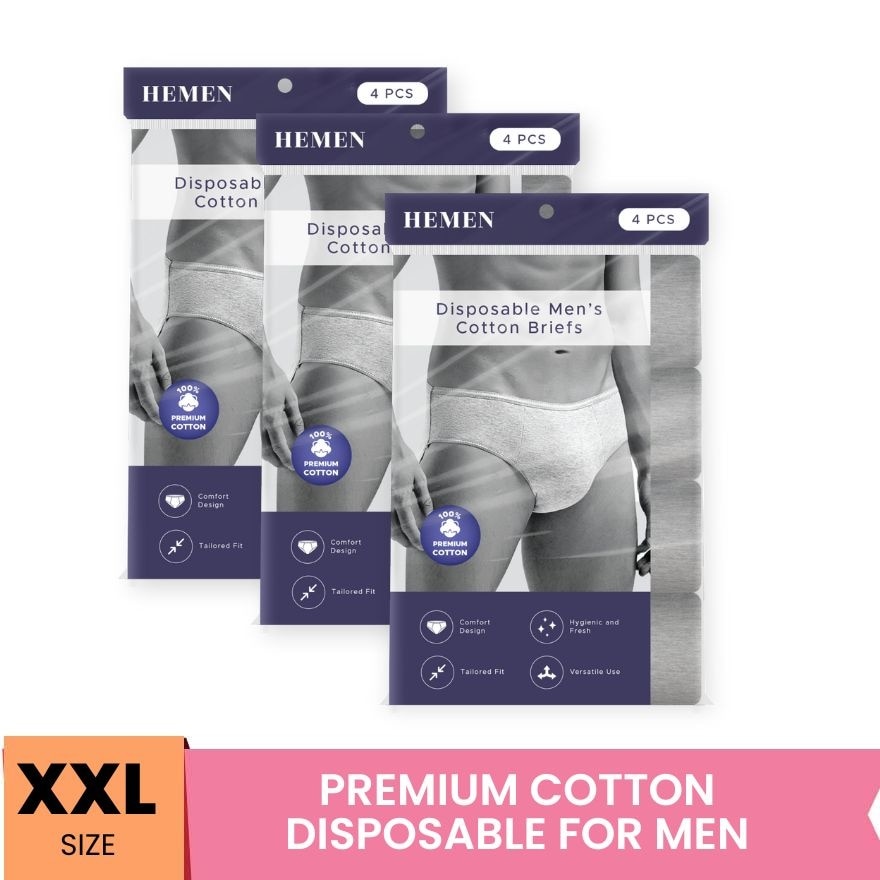 Disposable Men's Cotton Briefs (12pcs) XXL