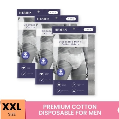 SHAPEE Disposable Men's Cotton Briefs (12pcs) XXL