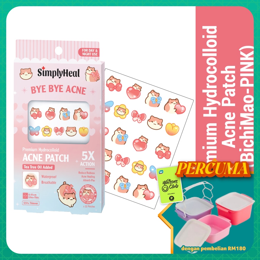 Bichi Mao Pink Day & Night Premium Hydrocolloid Acne Patch 22s