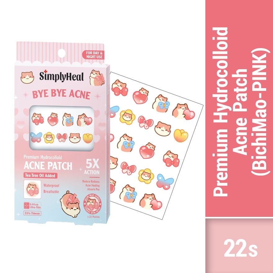 Bichi Mao Pink Day & Night Premium Hydrocolloid Acne Patch 22s