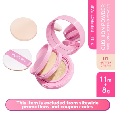 GLAD2GLOW 2-In-1 Perfect Pair Cushion Powder 01 Buttercream 11g + 8g