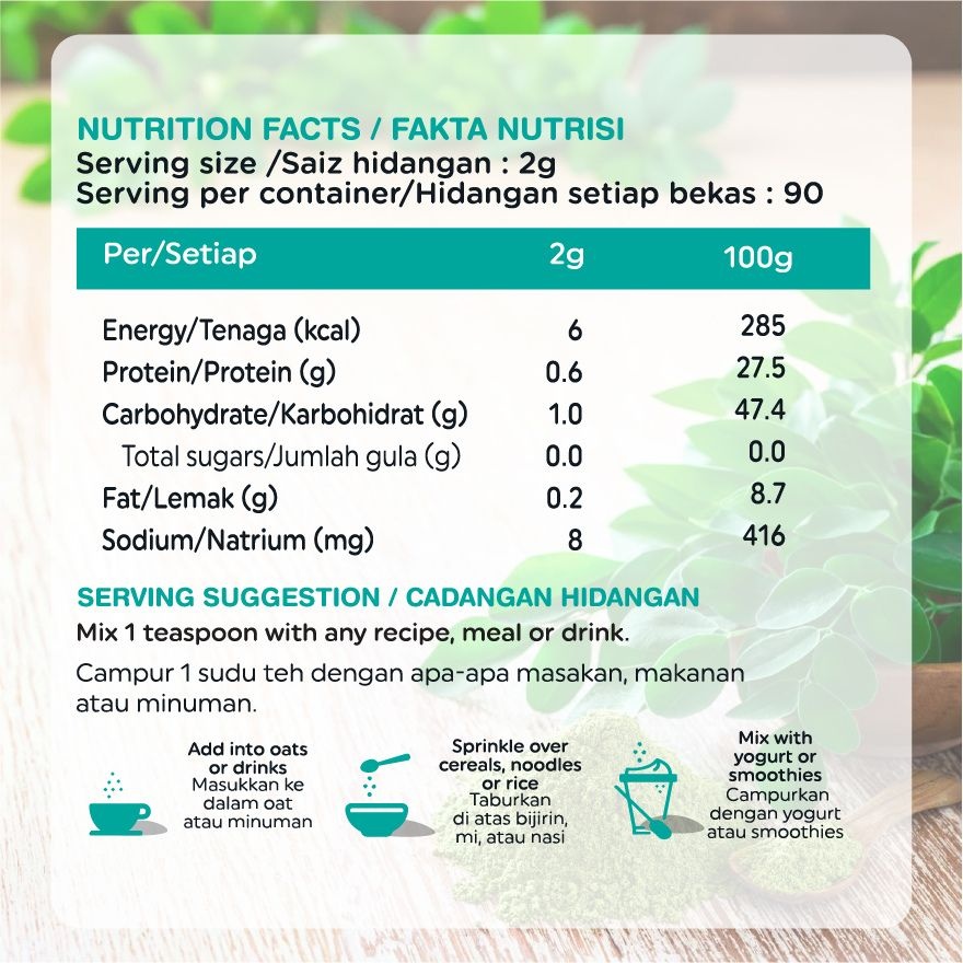 Superfoods Organic Moringa Leaf Powder 180g image