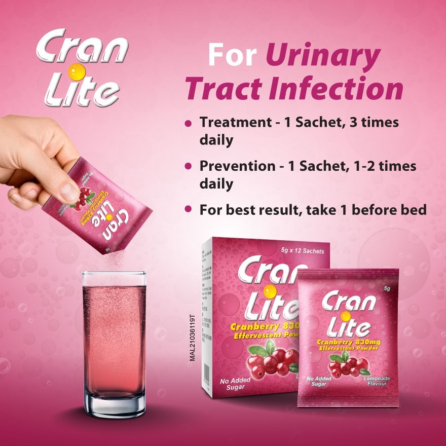 Cranberry 830mg Effervescent Powder (Lemonade Flavour) 5g 12s