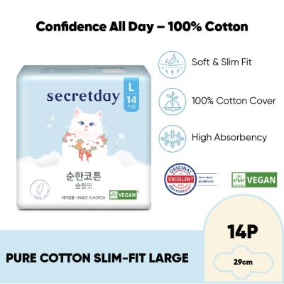 SECRET DAY Pure Cotton Slim-Fit Large 29cm 14s