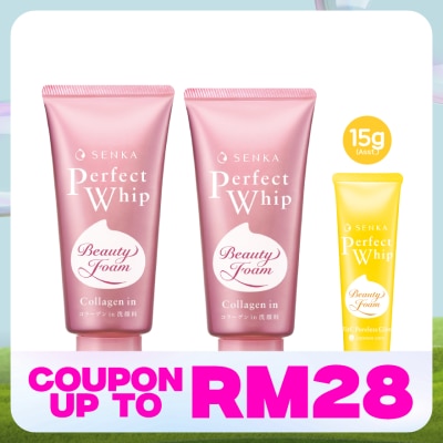 SENKA Perfect Whip Collagen In 120g Twin Pack + Assorted Perfect Whip 15g