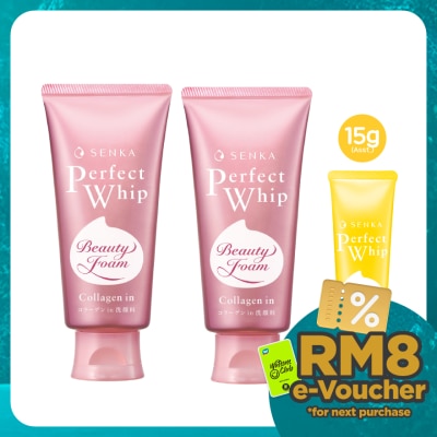SENKA Perfect Whip Collagen In 120g Twin Pack + Assorted Perfect Whip 15g