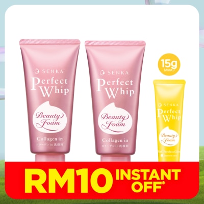 SENKA Perfect Whip Collagen In 120g Twin Pack + Assorted Perfect Whip 15g