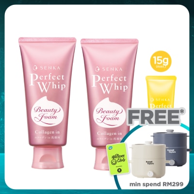 SENKA Perfect Whip Collagen In 120g Twin Pack + Assorted Perfect Whip 15g