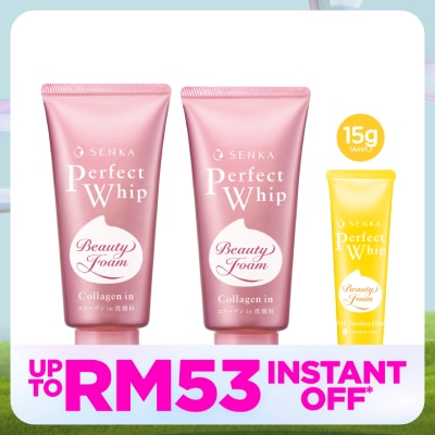 SENKA Perfect Whip Collagen In 120g Twin Pack + Assorted Perfect Whip 15g