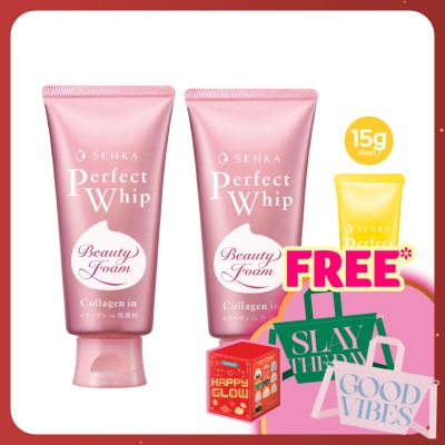SENKA Perfect Whip Collagen In 120g Twin Pack + Assorted Perfect Whip 15g