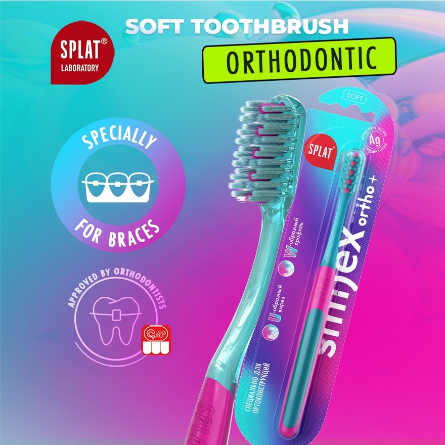 Orthodontic Toothbrush SPLAT ORTHO+ (Turquoise)