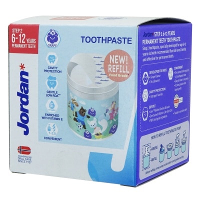 JORDAN Kids Step 2 6-12 Years Toothpaste Pump Refill Grape 188g