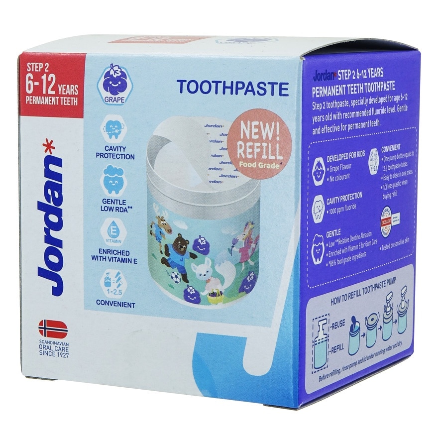 Kids Step 2 6-12 Years Toothpaste Pump Refill Grape 188g