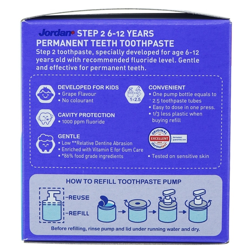 Kids Step 2 6-12 Years Toothpaste Pump Refill Grape 188g