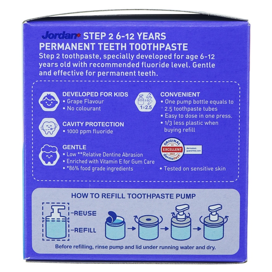 Kids Step 2 6-12 Years Toothpaste Pump Grape 188g