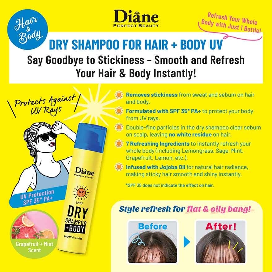 Perfect Beauty Dry Shampoo + Body Grapefruit & Mint UV 95g