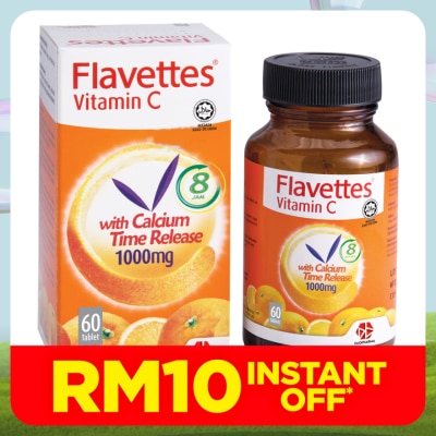 FLAVETTES Vitamin C with Calcium Time Release 1000mg 60's