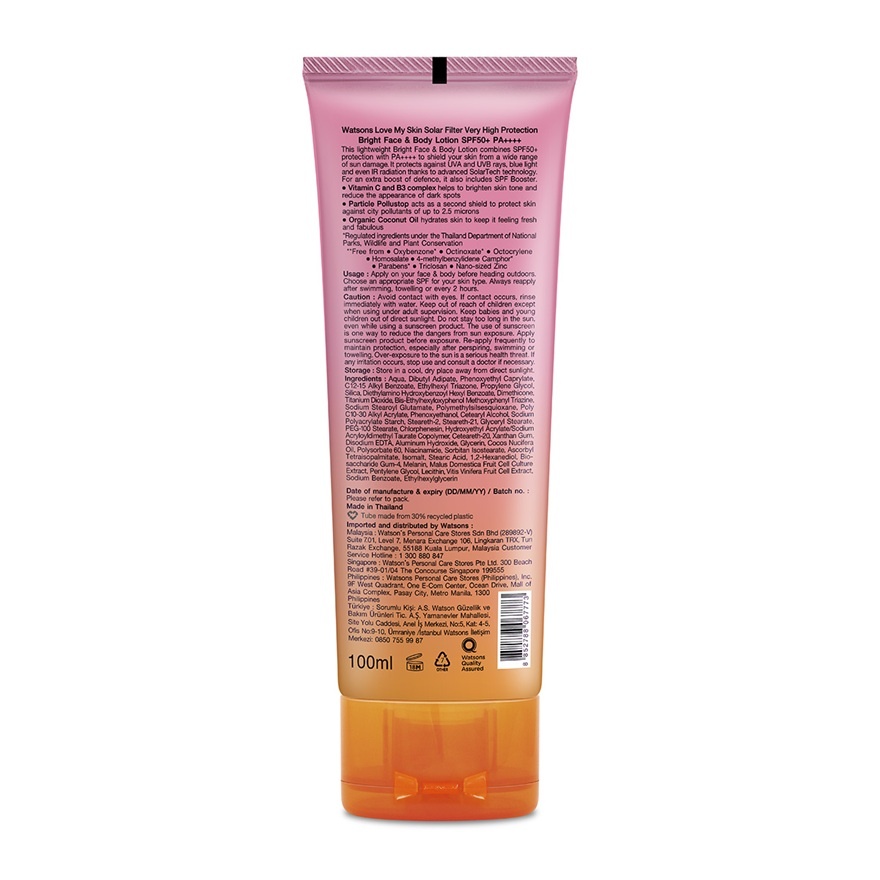 Solar Filter Very High Protection Bright Face & Body Lotion SPF50+ PA++++ 100ML