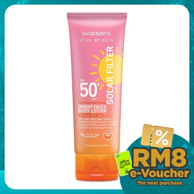 WATSONS Solar Filter Very High Protection Bright Face & Body Lotion SPF50+ PA++++ 100ML