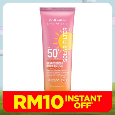 WATSONS Solar Filter Very High Protection Bright Face & Body Lotion SPF50+ PA++++ 100ML