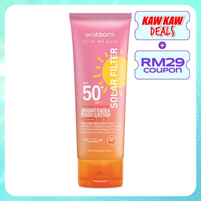 WATSONS Solar Filter Very High Protection Bright Face & Body Lotion SPF50+ PA++++ 100ML