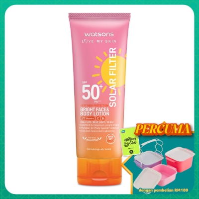 WATSONS - Solar Filter Very High Protection Bright Face & Body Lotion SPF50+ PA++++ 100ML
