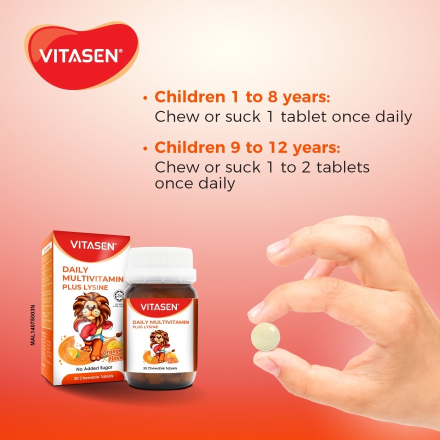 Kids Daily Multivitamin Plus Lysine (Orange Flavour) 30's