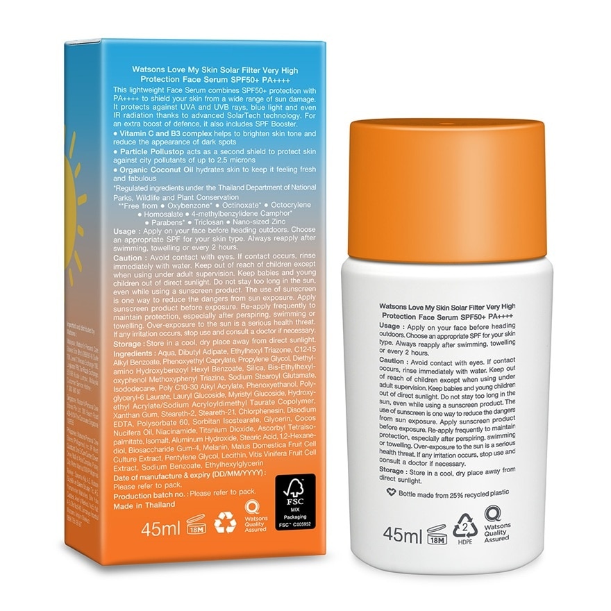 Solar Filter Very High Protection Face Serum SPF50+ PA++++ 45ML