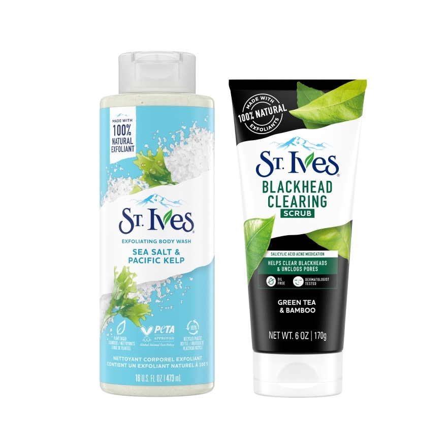 Exfoliating Sea Salt Body Wash 473ml &  Green Tea Scrub 170g