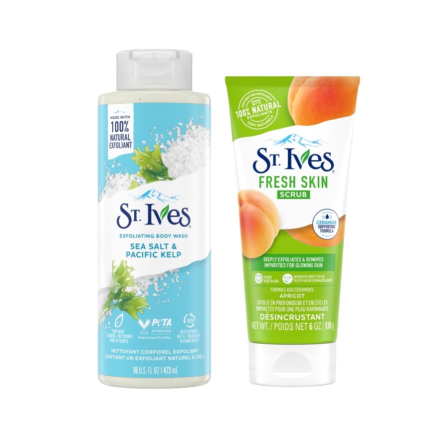 Exfoliating Sea Salt Body Wash 473ml &  Apricot Scrub 170g