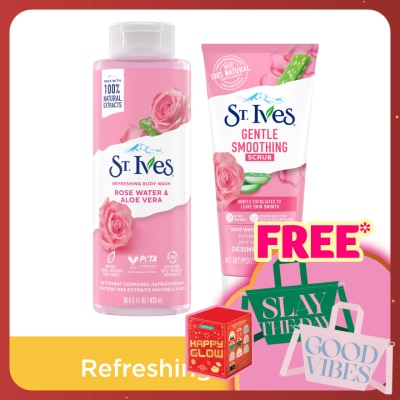 ST IVES Refreshing Rose Water Body Wash 450ml & Rose Scrub 170g