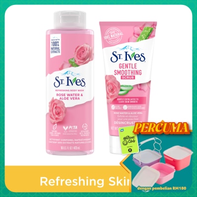 ST IVES - Refreshing Rose Water Body Wash 450ml & Rose Scrub 170g