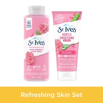 ST IVES Refreshing Rose Water Body Wash 450ml & Rose Scrub 170g