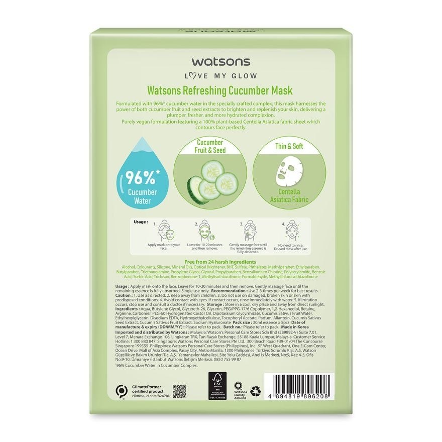 Refreshing Cucumber Mask 5s