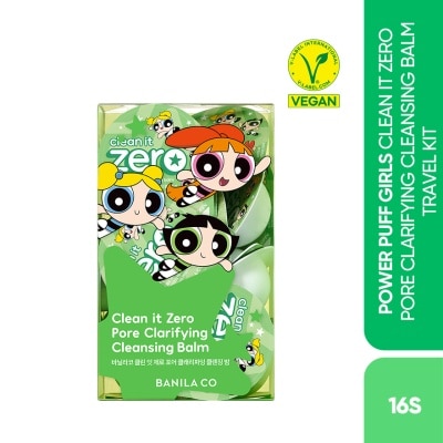 BANILA CO Power Puff Girls Clean it Zero Pore Clarifying Cleansing Balm Travel Kit 16s