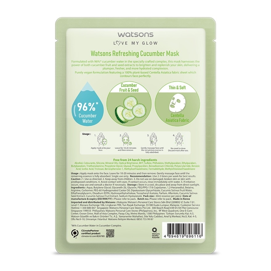 Refreshing Cucumber Mask 1s