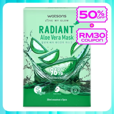 WATSONS Radiant Aloe Vera Mask 5s