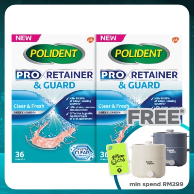 POLIDENT Pro Retainer & Guard Daily Cleanser 36s x2
