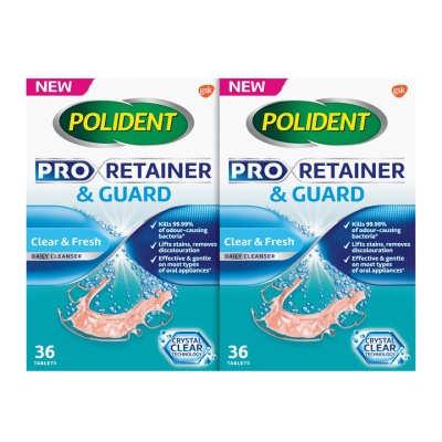 POLIDENT - Pro Retainer & Guard Daily Cleanser 36s x2