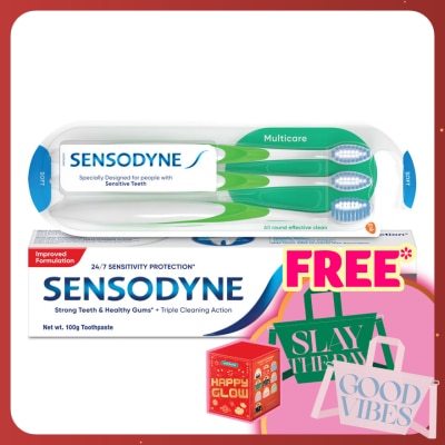 SENSODYNE Fresh Mint Relief Sensitive Teeth Toothpaste 100g and Sensitive Teeth Multicare Soft Toothbrush 3S