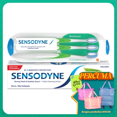 SENSODYNE - Fresh Mint Relief Sensitive Teeth Toothpaste 100g and Sensitive Teeth Multicare Soft Toothbrush 3S