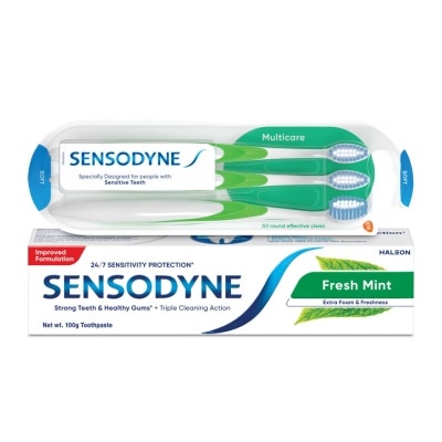SENSODYNE Fresh Mint Relief Sensitive Teeth Toothpaste 100g and Sensitive Teeth Multicare Soft Toothbrush 3S