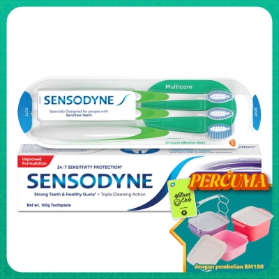 SENSODYNE - Gum Care Oral Toothpaste 100g and Sensitive Teeth Multicare Soft Toothbrush 3S